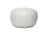 Moroccan leather Pouf, round Pouf, berber Pouf, Grey Pouf with Grey embroidery by Kenzadi - Handmade by My Poufs
